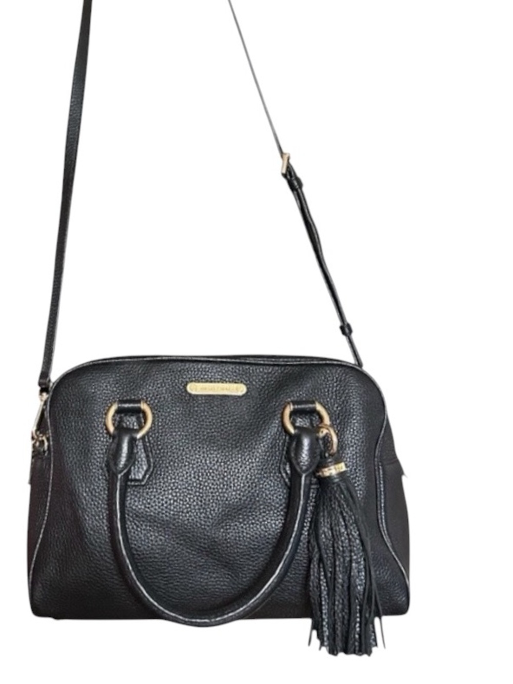 MICHAEL KORS Pebbled Black Leather Satchel/ Crossbody with Tassel